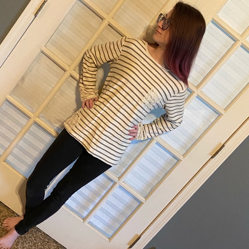 Matilda Jane casual cotton striped pullover. NWOT